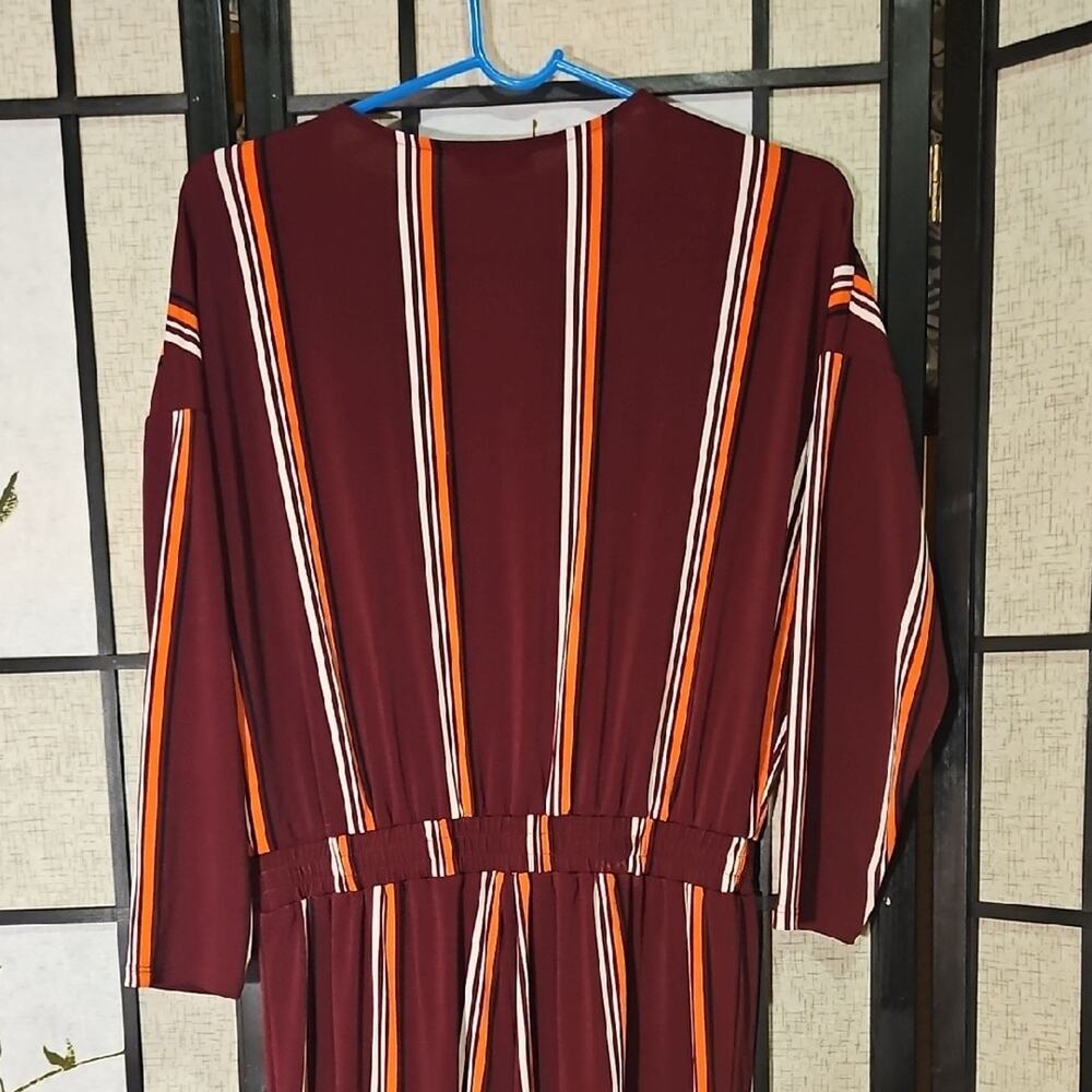Express Maroon and Orange Striped Jumpsuit - Picture 4 of 5